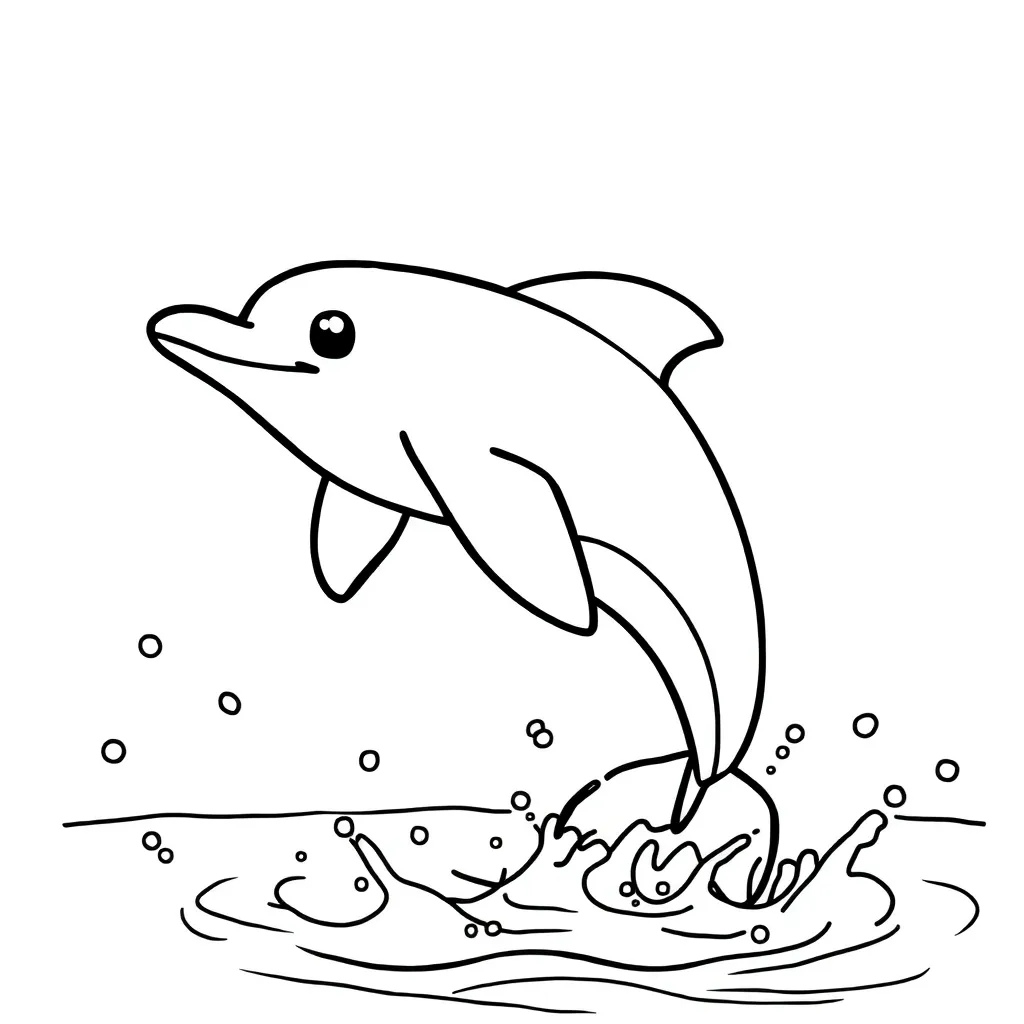Dolfijn Zee Zoogdier Natuur Zwemmen coloring page for children