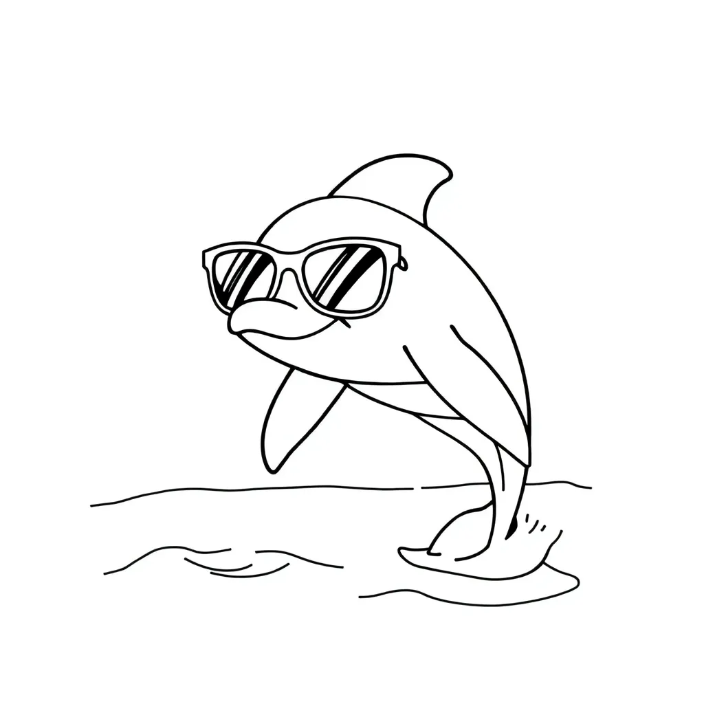 Dolfijn Zee Zoogdier Natuur Zwemmen coloring page for children