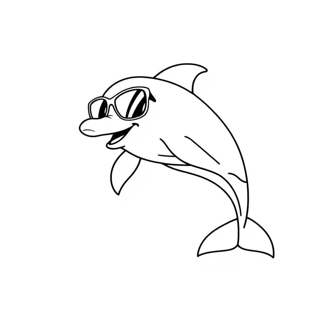 Dolfijn Zee Zoogdier Natuur Zwemmen coloring page for children