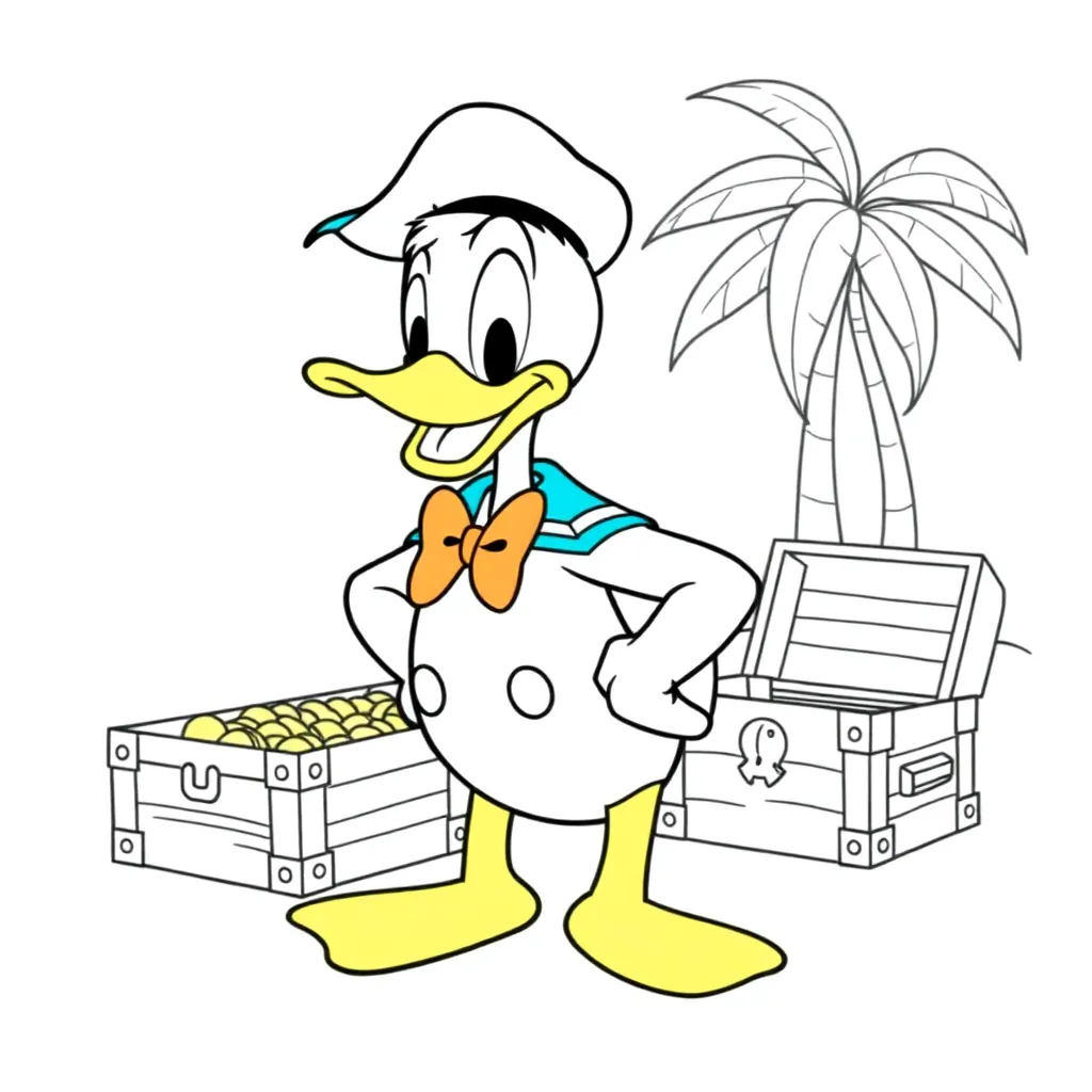 Donald Duck Disney Stripfiguur Cartoon Avontuur coloring page for children