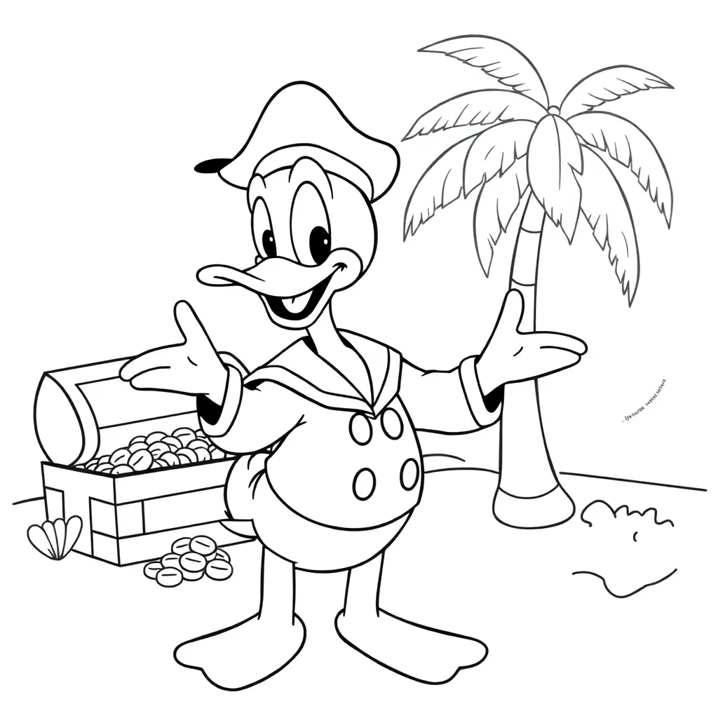 Donald Duck Stripfiguur Disney Avontuur Cartoon coloring page for children