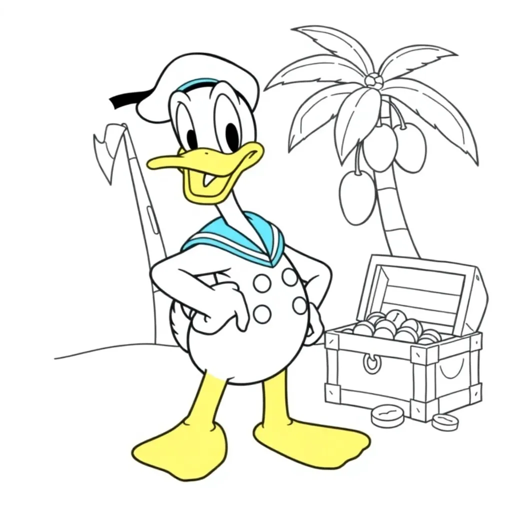 Donald Duck Stripfiguur Disney Avontuur Cartoon coloring page for children