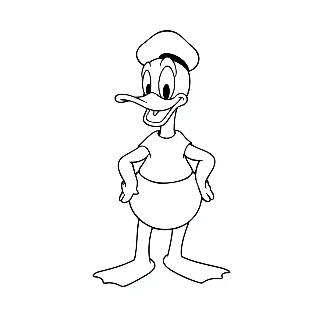 Donald Duck Stripfiguur Disney Avontuur Cartoon coloring page for children