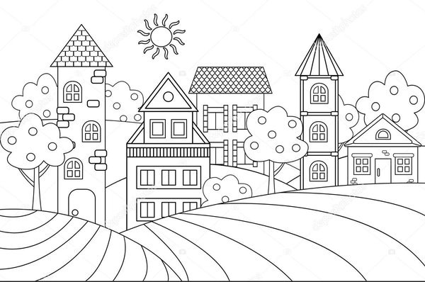 Dorps Huisjes coloring page for children