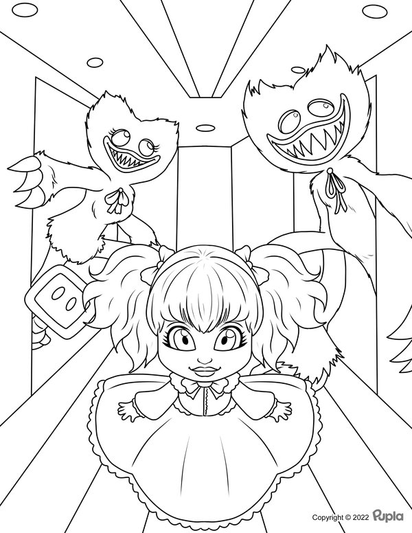 Dos Huggy Wuggy Y Doll coloring page for children