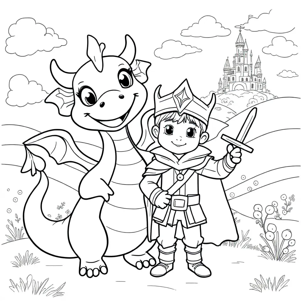 Draak Met Een Prins coloring page for children