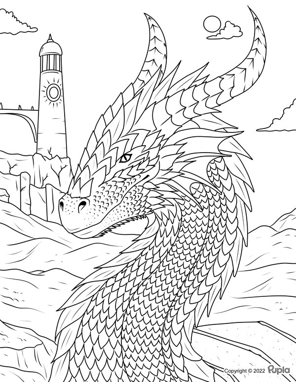 Drache Nahaufnahme coloring page for children