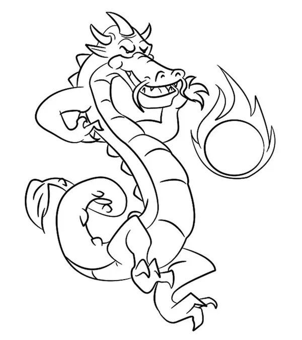 Drache Spielt mit dem Feuer coloring page for children