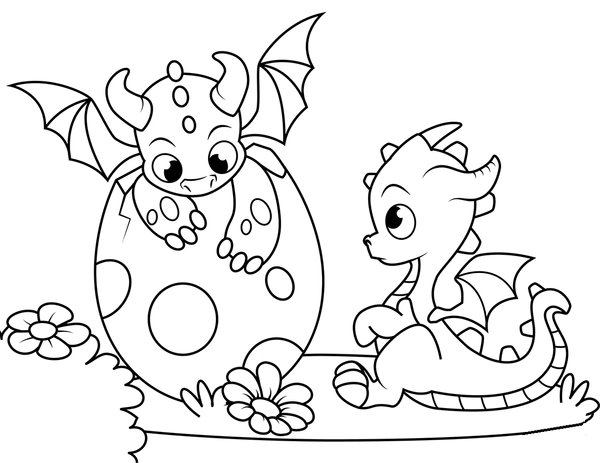 Drachenbaby mit Ei coloring page for children