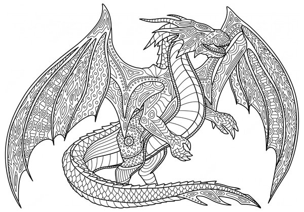 Dragon détaillé coloring page for children