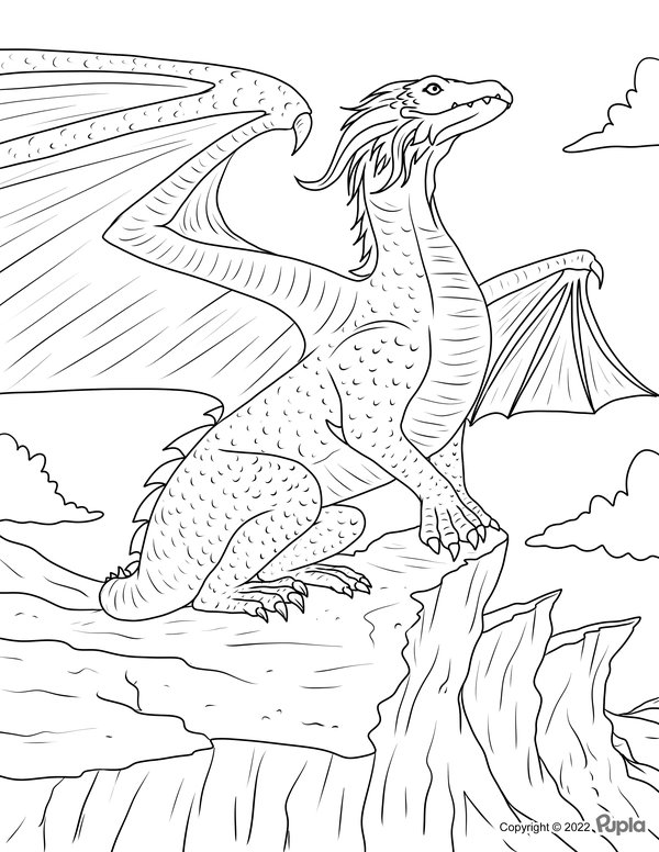 Dragon En La Montana coloring page for children