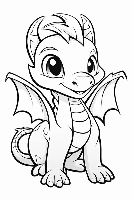 Dragon Mignon Aux Grands Yeux coloring page for children