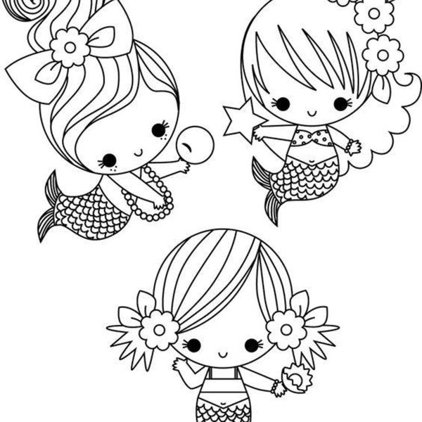Feuille de coloriage Trois petites sirènes