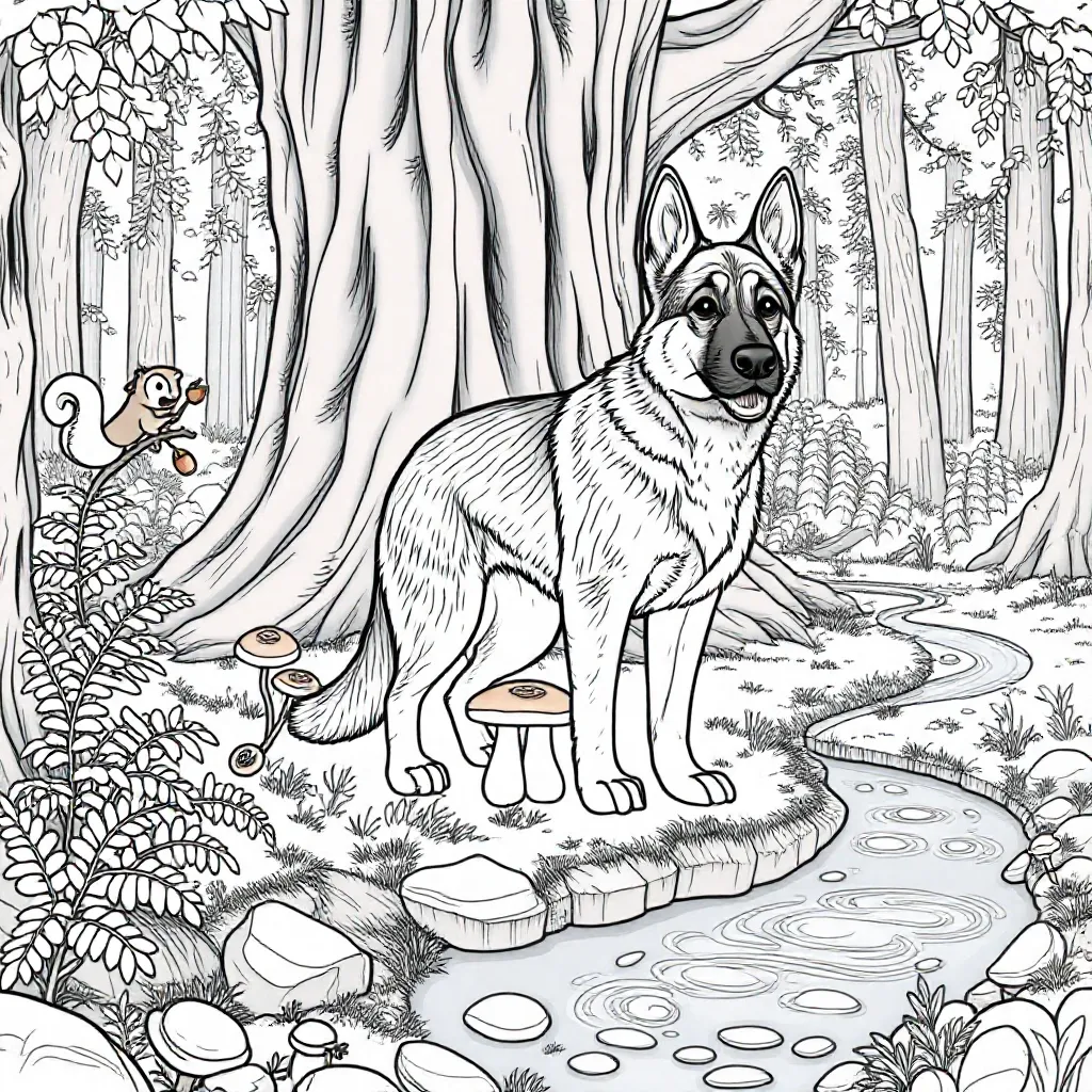 Duitse herder coloring page for children