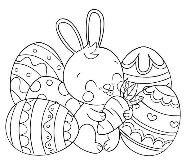 Easter Bunny Carrot coloring page for children