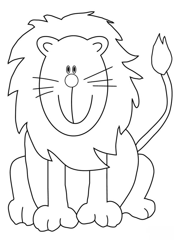 Easy Cartoon Lion coloring page for children