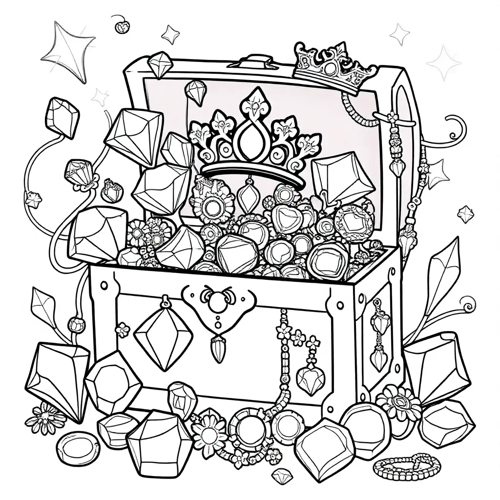 Edelstenen Sieraden Kristallen Goud coloring page for children