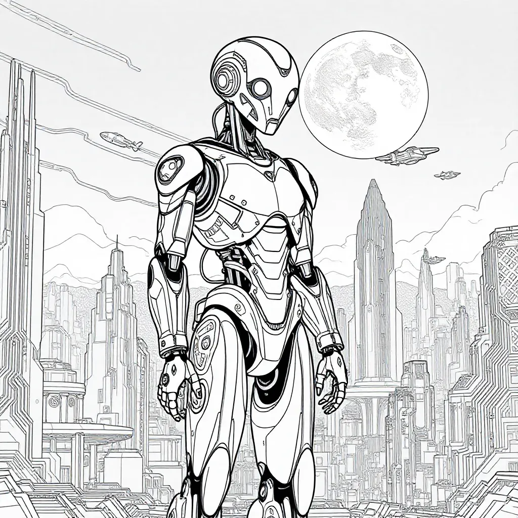 Een Ai Robot coloring page for children