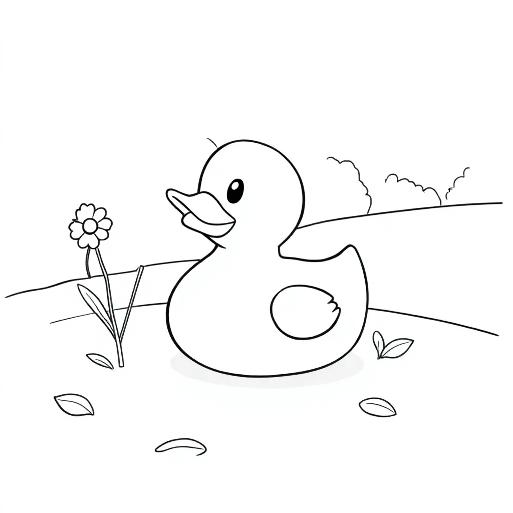 Een Badeend In Een Tuin coloring page for children
