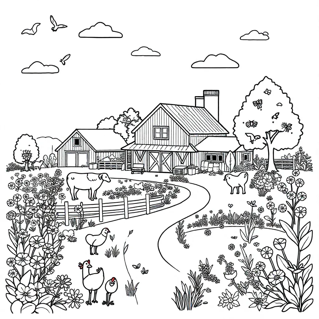 Een Boerderij Met Veel Biodiversiteit coloring page for children