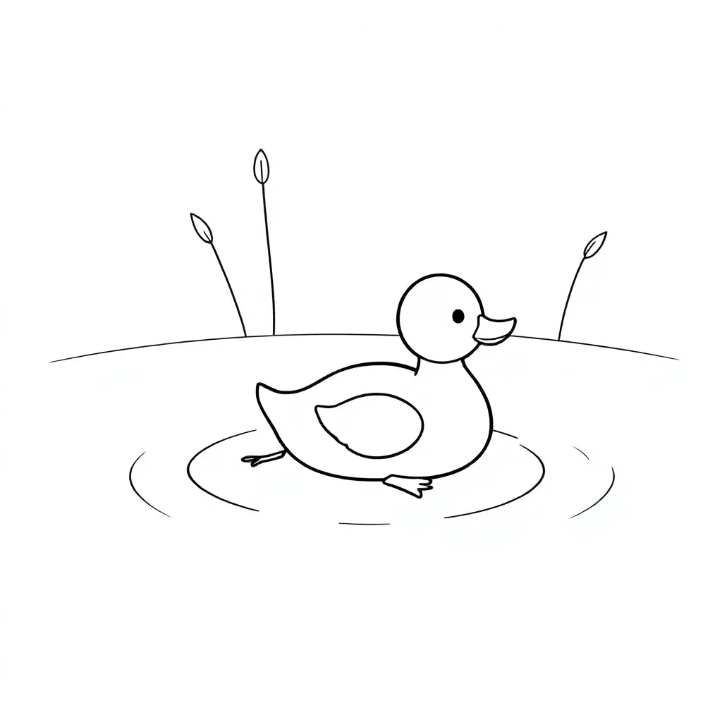 een eend die in het water zit coloring page for children