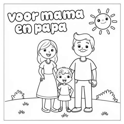 een gezin kleurplaat voor kinderen