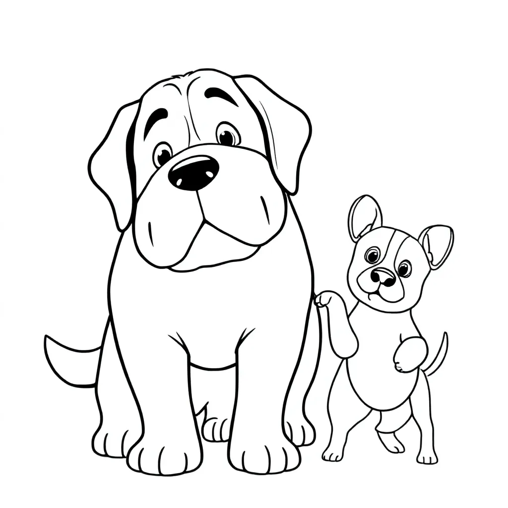Een Grote Lobbes En Een Kleine Spring In T Veld Honden coloring page for children
