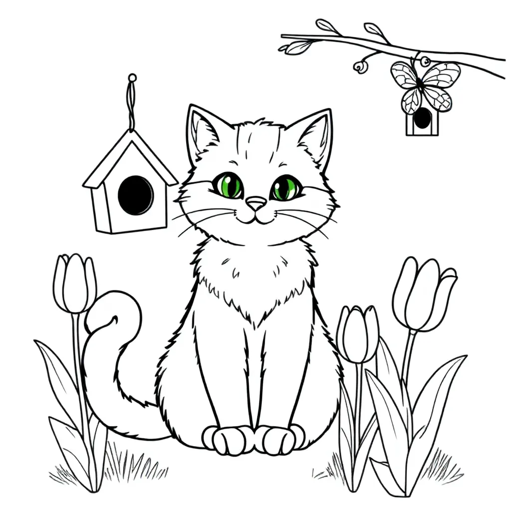 Een Kat coloring page for children
