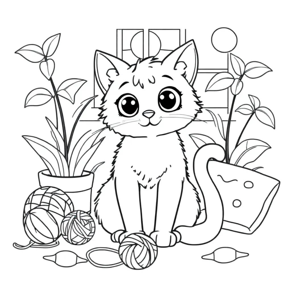 Een Kat coloring page for children