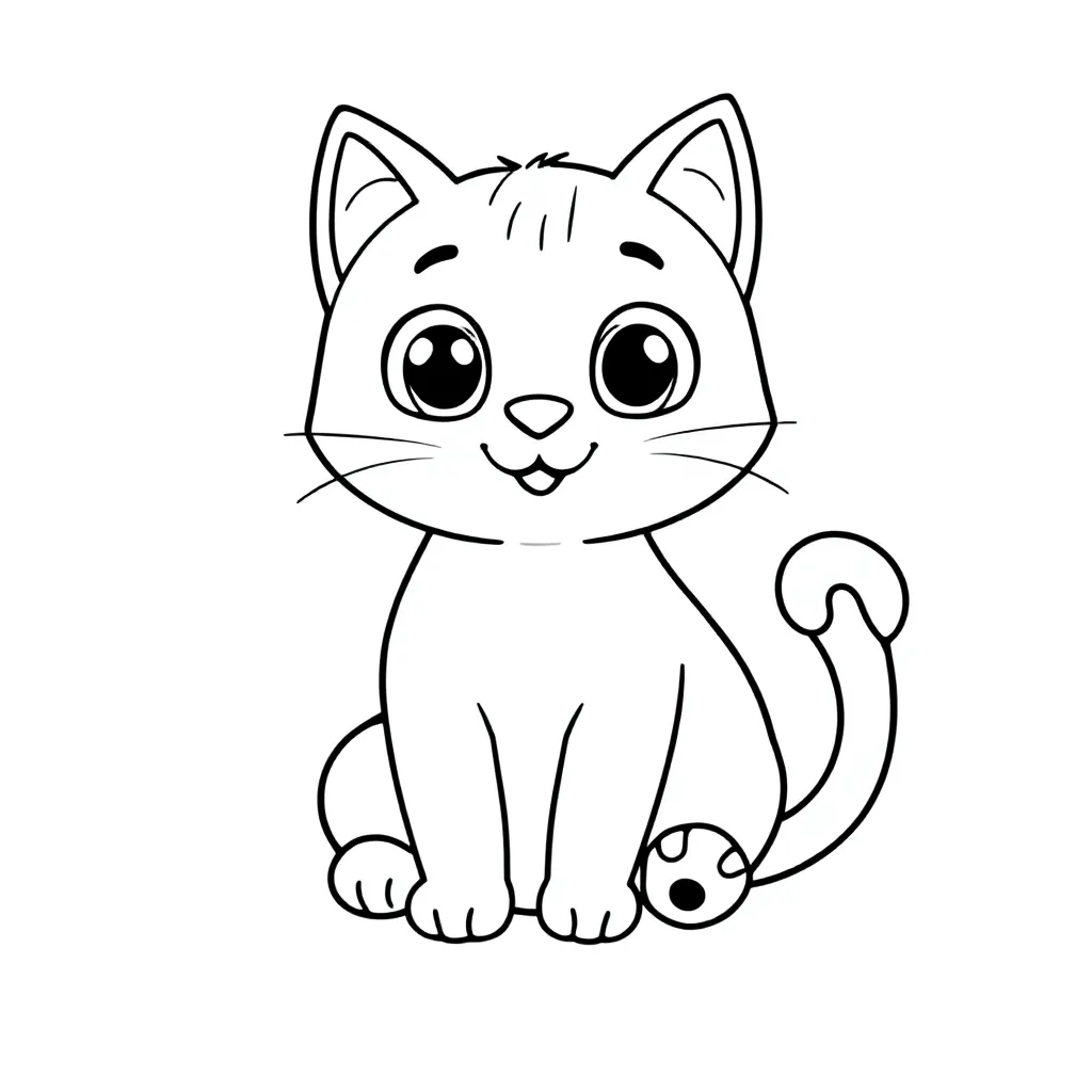 een kawaii kat kleurplaat voor kinderen