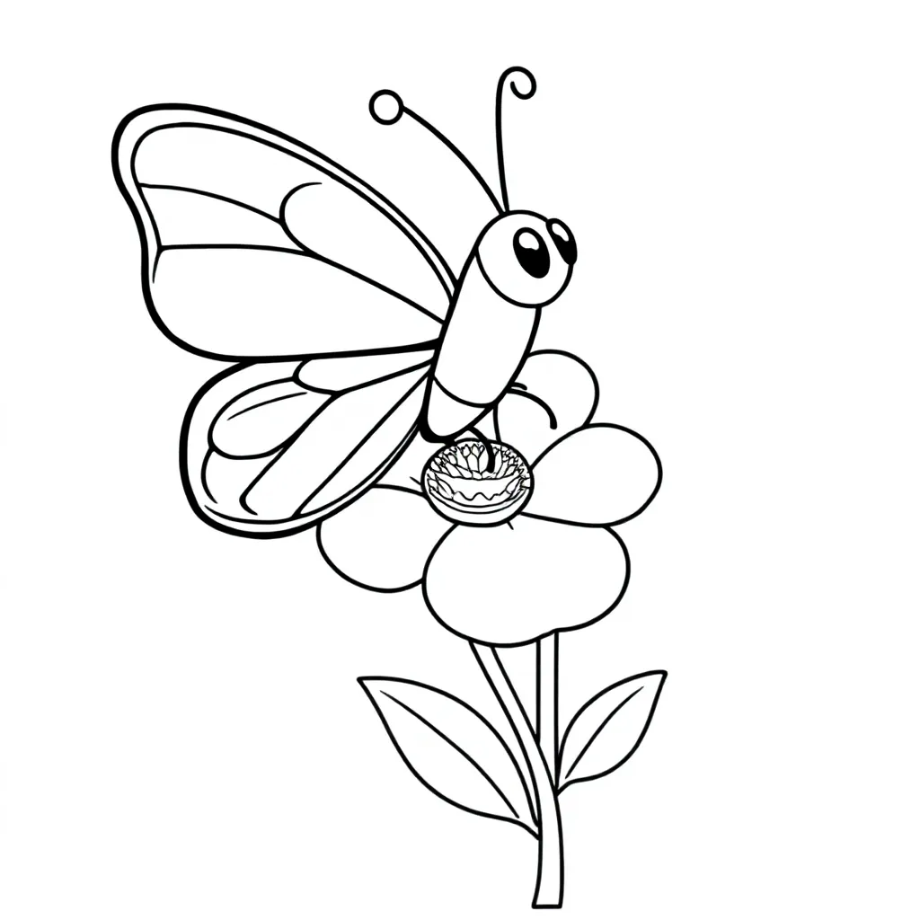 een kleurrijke vlinder op een bloem coloring page for children