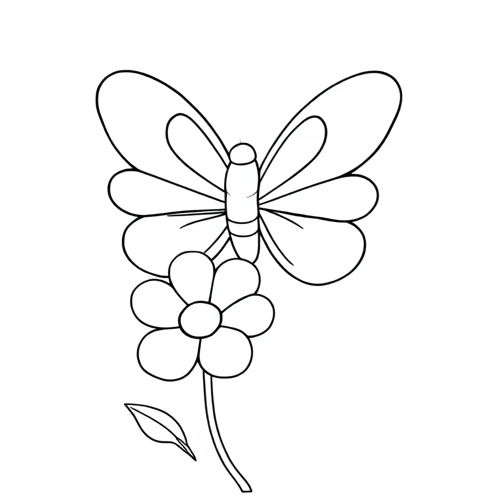 een kleurrijke vlinder op een bloem coloring page for children