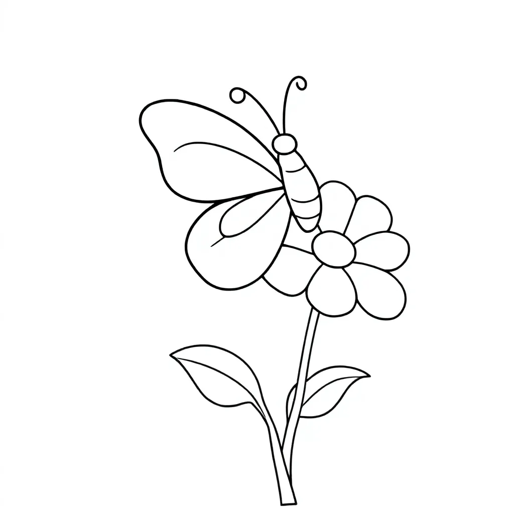 een kleurrijke vlinder op een bloem kleurplaat voor kinderen