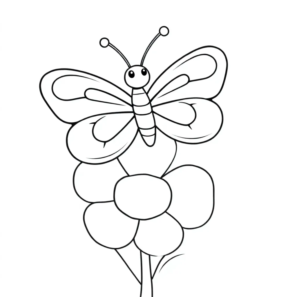 een kleurrijke vlinder op een bloem kleurplaat voor kinderen