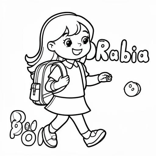 Een lief meisje die naar school gaat met leuke klas kleurplaat voor kinderen