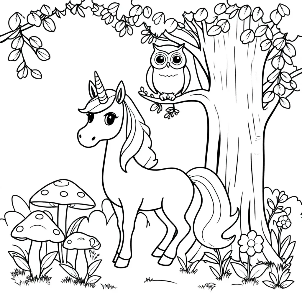 Free Coloring Page: A Magical Creature in a Fairytale Forest Coloring Page for