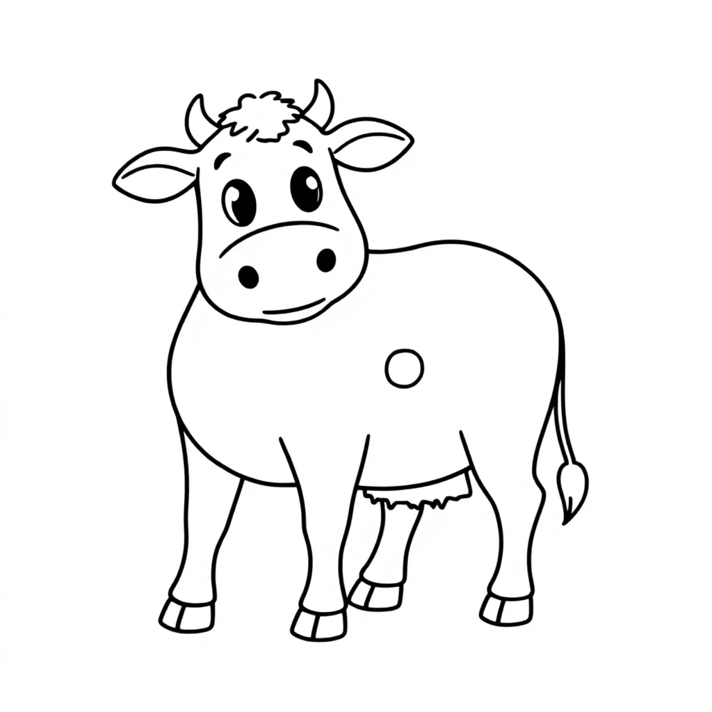 een makkelijke koe met weinig lijntjes kleurplaat voor kinderen