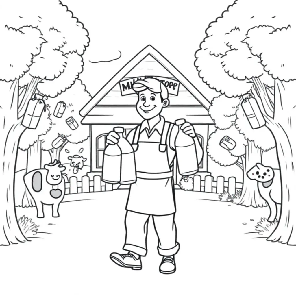 Een Melkboer Dat Melk Levert Aan De Melkcentrale Nv coloring page for children