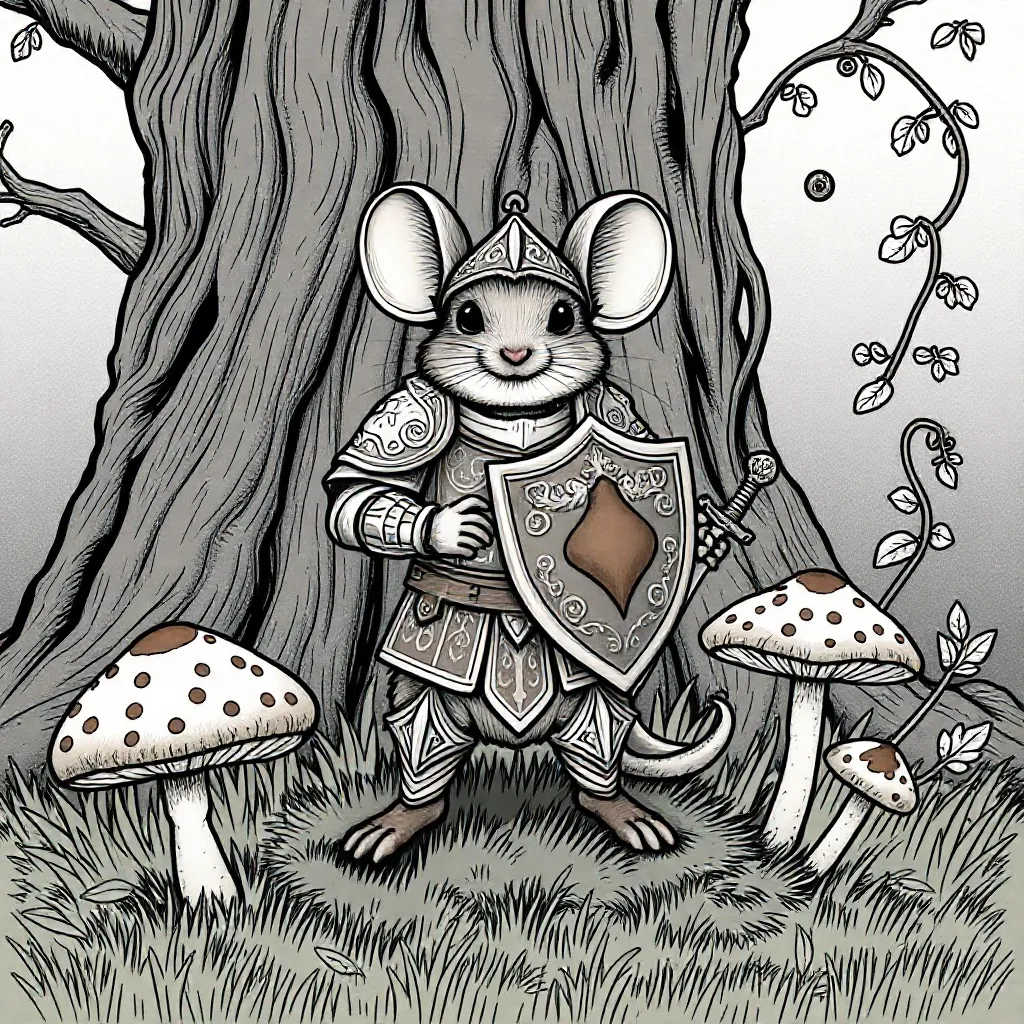 een muis als ridder coloring page for children