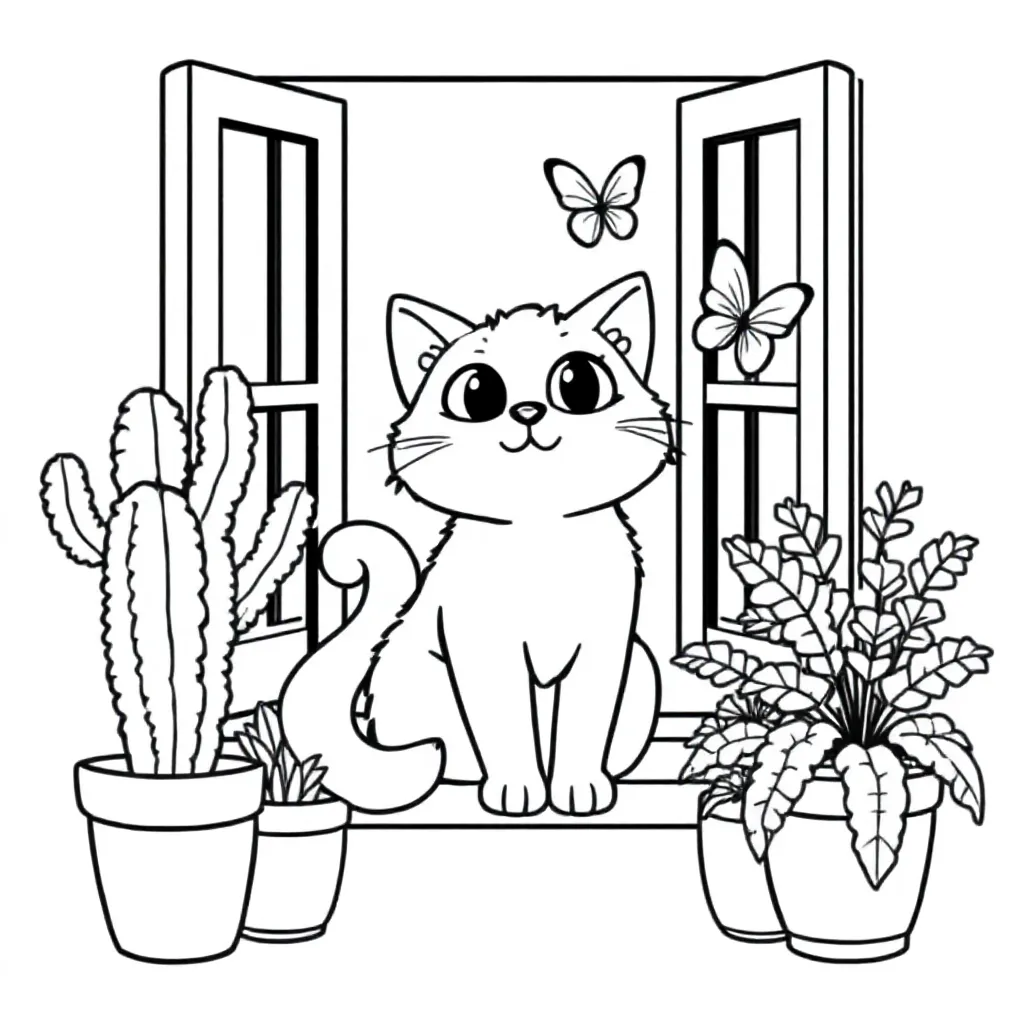 Een Poes coloring page for children