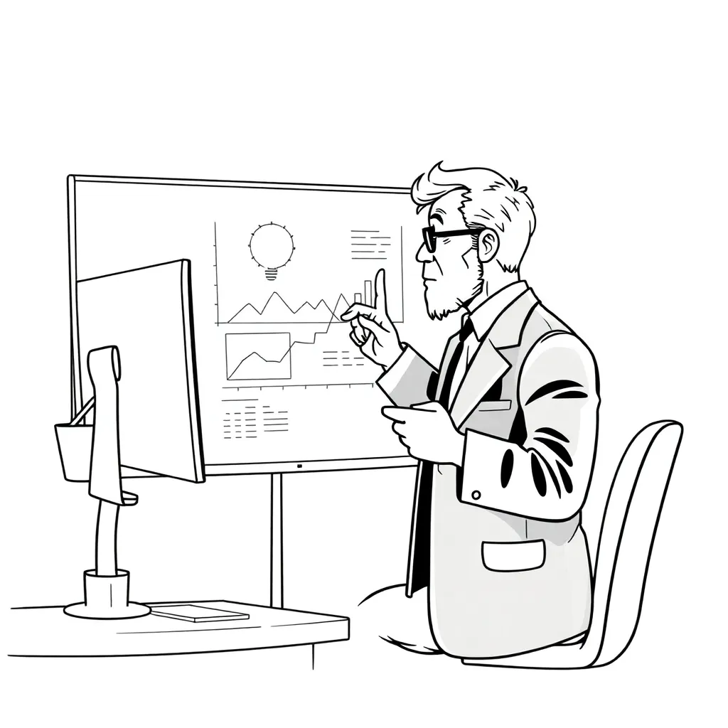 een, professor, die, een, analyse coloring page for children