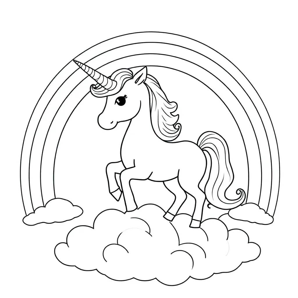 Free Rainbow Unicorn Coloring Page for Kids