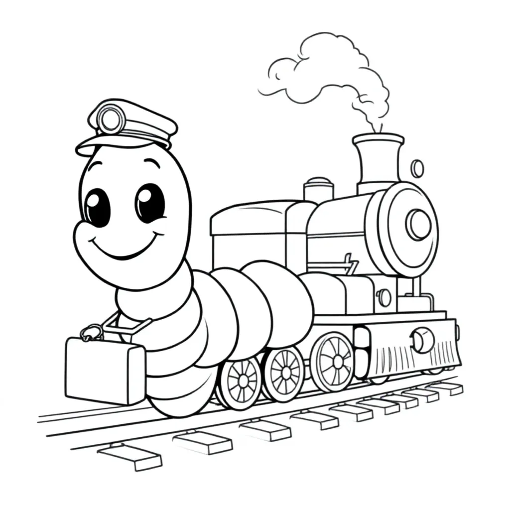 Een Schattige Grappige Duizendpoot Die De Trein Gaat Nemen coloring page for children