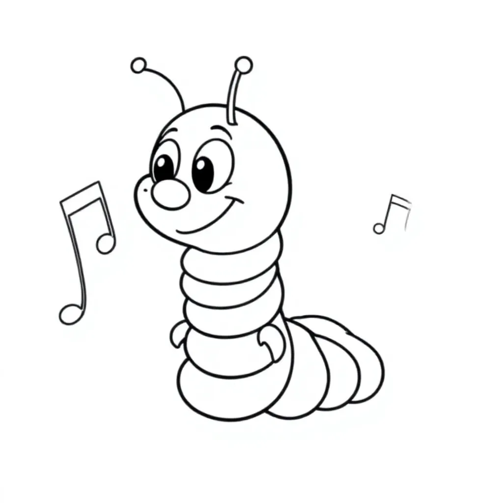 Een Schattige Grappige Duizendpoot Die Naar Een Orkest Lu... coloring page for children