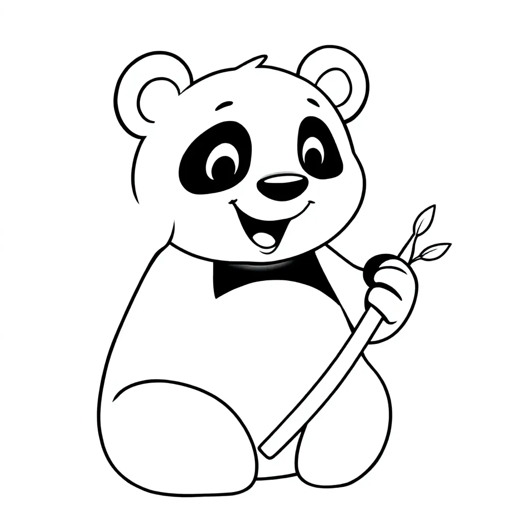 een schattige panda die bamboe eet coloring page for children