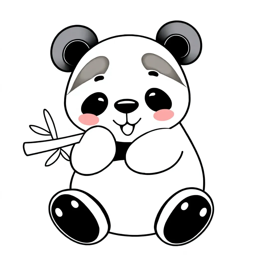 een schattige panda die bamboe eet coloring page for children