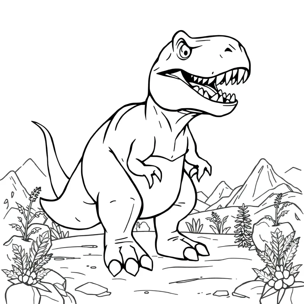 Een Stoere Dinosaurus T Rex coloring page for children