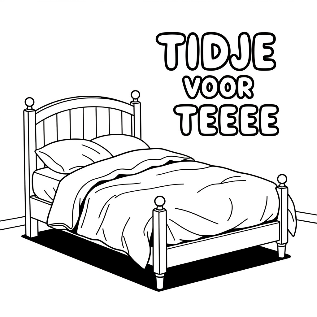 EEN TWEEPERSOONSBED MET VERFROMMELDE LAKENS coloring page for children