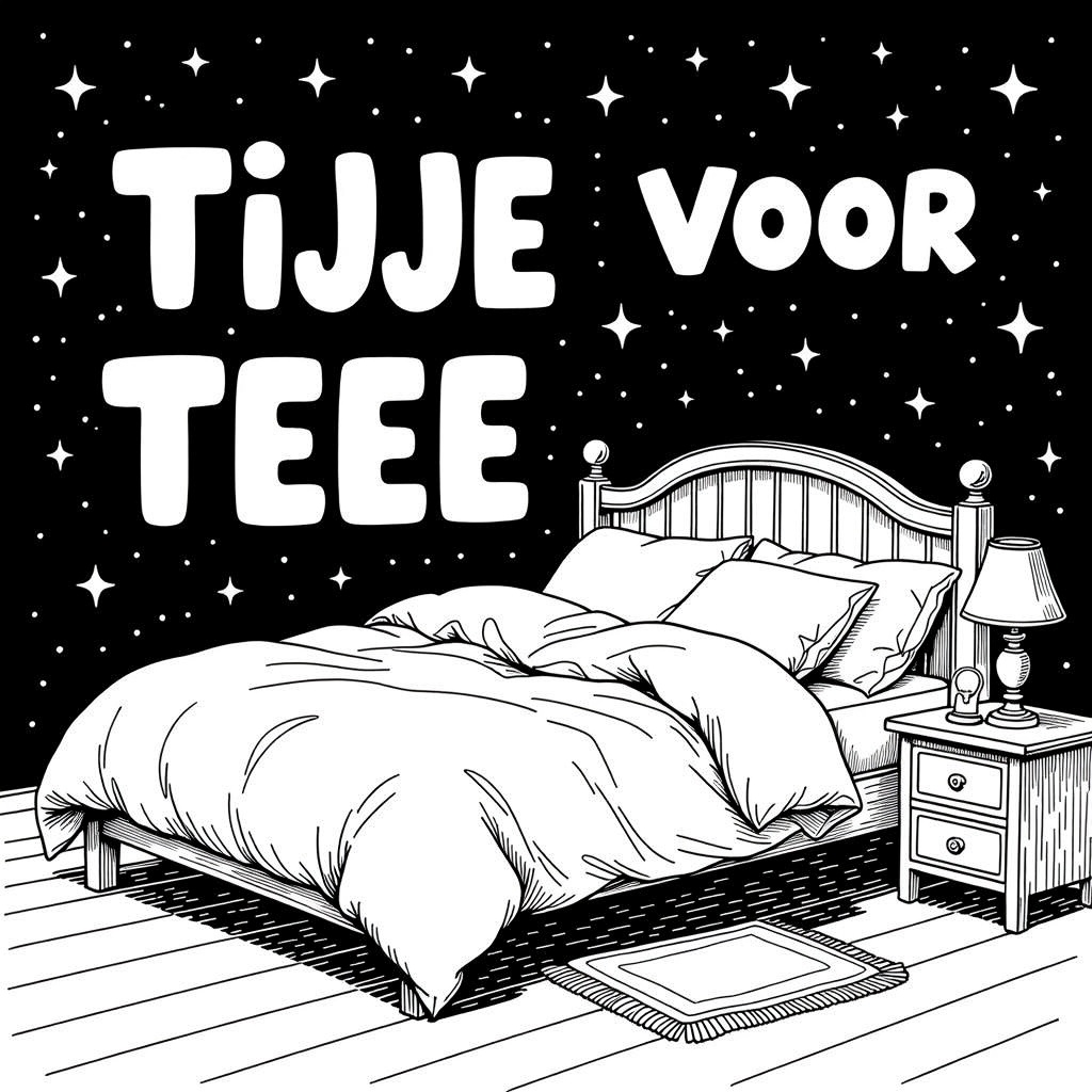EEN TWEEPERSOONSBED MET VERFROMMELDE LAKENS coloring page for children