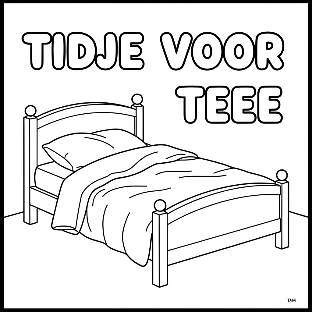 EEN TWEEPERSOONSBED MET VERFROMMELDE LAKENS coloring page for children